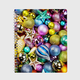 Тетрадь с принтом Новый год в Тюмени, 100% бумага | 48 листов, плотность листов — 60 г/м2, плотность картонной обложки — 250 г/м2. Листы скреплены сбоку удобной пружинной спиралью. Уголки страниц и обложки скругленные. Цвет линий — светло-серый
 | елочные | игрушки | новогодний | разноцветный | рождество | украшения