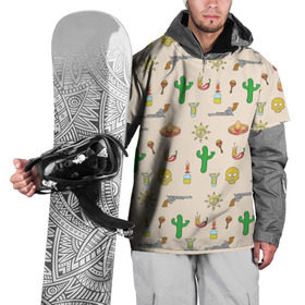 Накидка на куртку 3D с принтом Мексиканский коллаж в Тюмени, 100% полиэстер |  | Тематика изображения на принте: кактус | коллад | мексика | револьвер | черепа | чили