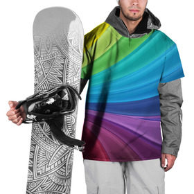 Накидка на куртку 3D с принтом Радуга в Тюмени, 100% полиэстер |  | абстракция | волны | краски | полосы | радуга