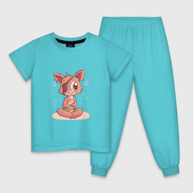 Детская пижама хлопок с принтом Фокси в Тюмени, 100% хлопок |  брюки и футболка прямого кроя, без карманов, на брюках мягкая резинка на поясе и по низу штанин
 | мир дружба жевачка | фнаф