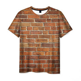 Мужская футболка 3D с принтом Кирпичи в Тюмени, 100% полиэфир | прямой крой, круглый вырез горловины, длина до линии бедер | Тематика изображения на принте: бетон | камень | кирпич | мощь | стена | строительство | стройка | цемент