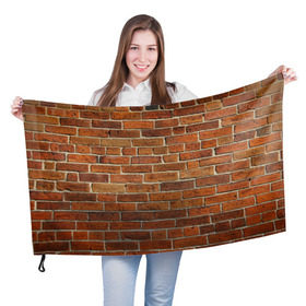 Флаг 3D с принтом Кирпичи в Тюмени, 100% полиэстер | плотность ткани — 95 г/м2, размер — 67 х 109 см. Принт наносится с одной стороны | бетон | камень | кирпич | мощь | стена | строительство | стройка | цемент
