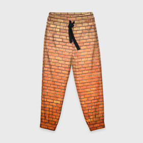 Детские брюки 3D с принтом Кирпичная стена в Тюмени, 100% полиэстер | манжеты по низу, эластичный пояс регулируется шнурком, по бокам два кармана без застежек, внутренняя часть кармана из мелкой сетки | камень | кирпич | стена