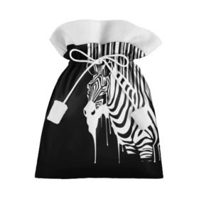 Подарочный 3D мешок с принтом Зебра в Тюмени, 100% полиэстер | Размер: 29*39 см | граффити | зебра | искусство | прикольные картинки | чёрно белое