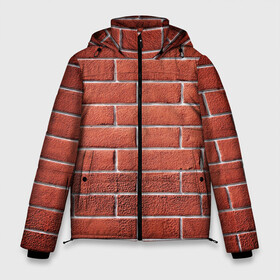 Мужская зимняя куртка 3D с принтом Красный кирпич в Тюмени, верх — 100% полиэстер; подкладка — 100% полиэстер; утеплитель — 100% полиэстер | длина ниже бедра, свободный силуэт Оверсайз. Есть воротник-стойка, отстегивающийся капюшон и ветрозащитная планка. 

Боковые карманы с листочкой на кнопках и внутренний карман на молнии. | Тематика изображения на принте: бетон | камень | кирпич | мощь | стена | строительство | стройка | цемент