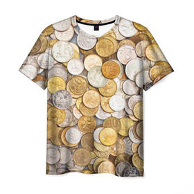 Мужская футболка 3D с принтом Российские монетки в Тюмени, 100% полиэфир | прямой крой, круглый вырез горловины, длина до линии бедер | Тематика изображения на принте: money | валюта | деньги | копейка | лавэ | мелочёвка | мелочь | монетки | монеты | россия | рубль | филки