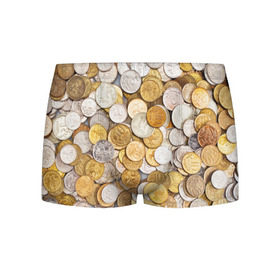 Мужские трусы 3D с принтом Российские монетки в Тюмени, 50% хлопок, 50% полиэстер | классическая посадка, на поясе мягкая тканевая резинка | Тематика изображения на принте: money | валюта | деньги | копейка | лавэ | мелочёвка | мелочь | монетки | монеты | россия | рубль | филки