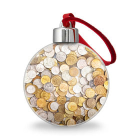 Ёлочный шар с принтом Российские монетки в Тюмени, Пластик | Диаметр: 77 мм | money | валюта | деньги | копейка | лавэ | мелочёвка | мелочь | монетки | монеты | россия | рубль | филки