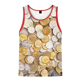 Мужская майка 3D с принтом Российские монетки в Тюмени, 100% полиэстер | круглая горловина, приталенный силуэт, длина до линии бедра. Пройма и горловина окантованы тонкой бейкой | Тематика изображения на принте: money | валюта | деньги | копейка | лавэ | мелочёвка | мелочь | монетки | монеты | россия | рубль | филки