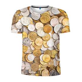 Мужская футболка 3D спортивная с принтом Российские монетки в Тюмени, 100% полиэстер с улучшенными характеристиками | приталенный силуэт, круглая горловина, широкие плечи, сужается к линии бедра | money | валюта | деньги | копейка | лавэ | мелочёвка | мелочь | монетки | монеты | россия | рубль | филки
