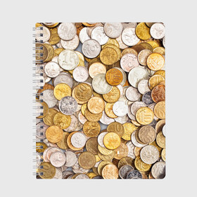 Тетрадь с принтом Российские монетки в Тюмени, 100% бумага | 48 листов, плотность листов — 60 г/м2, плотность картонной обложки — 250 г/м2. Листы скреплены сбоку удобной пружинной спиралью. Уголки страниц и обложки скругленные. Цвет линий — светло-серый
 | money | валюта | деньги | копейка | лавэ | мелочёвка | мелочь | монетки | монеты | россия | рубль | филки