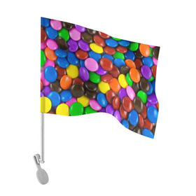 Флаг для автомобиля с принтом Цветные конфетки в Тюмени, 100% полиэстер | Размер: 30*21 см | вкусняшки | драже | конфеты | лакомство | сладости | шоколад