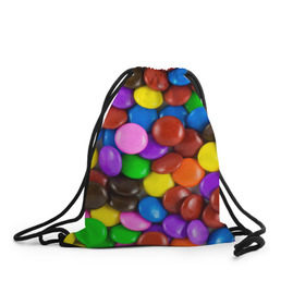 Рюкзак-мешок 3D с принтом Цветные конфетки в Тюмени, 100% полиэстер | плотность ткани — 200 г/м2, размер — 35 х 45 см; лямки — толстые шнурки, застежка на шнуровке, без карманов и подкладки | вкусняшки | драже | конфеты | лакомство | сладости | шоколад