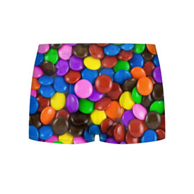 Мужские трусы 3D с принтом Цветные конфетки в Тюмени, 50% хлопок, 50% полиэстер | классическая посадка, на поясе мягкая тканевая резинка | вкусняшки | драже | конфеты | лакомство | сладости | шоколад