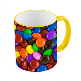 Кружка 3D с принтом Цветные конфетки в Тюмени, керамика | ёмкость 330 мл | Тематика изображения на принте: вкусняшки | драже | конфеты | лакомство | сладости | шоколад
