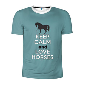 Мужская футболка 3D спортивная с принтом KCaLH в Тюмени, 100% полиэстер с улучшенными характеристиками | приталенный силуэт, круглая горловина, широкие плечи, сужается к линии бедра | Тематика изображения на принте: кони | лошади