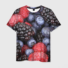 Мужская футболка 3D с принтом Ягодки в Тюмени, 100% полиэфир | прямой крой, круглый вырез горловины, длина до линии бедер | вкусно | голубика | дача | деревня | ежевика | клубника | малина | огород | полезно | сад | смородина | сок | фрукты | черника | ягоды
