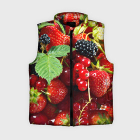 Женский жилет утепленный 3D с принтом Любимые ягоды в Тюмени,  |  | Тематика изображения на принте: вкусно | голубика | дача | деревня | ежевика | зелень | клубника | малина | огород | полезно | сад | смородина | сок | фрукты | черника | шиповник | ягоды