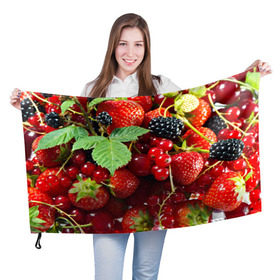 Флаг 3D с принтом Любимые ягоды в Тюмени, 100% полиэстер | плотность ткани — 95 г/м2, размер — 67 х 109 см. Принт наносится с одной стороны | вкусно | голубика | дача | деревня | ежевика | зелень | клубника | малина | огород | полезно | сад | смородина | сок | фрукты | черника | шиповник | ягоды