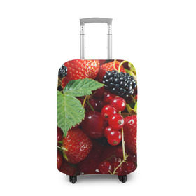 Чехол для чемодана 3D с принтом Любимые ягоды в Тюмени, 86% полиэфир, 14% спандекс | двустороннее нанесение принта, прорези для ручек и колес | вкусно | голубика | дача | деревня | ежевика | зелень | клубника | малина | огород | полезно | сад | смородина | сок | фрукты | черника | шиповник | ягоды