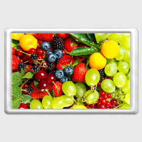 Магнит 45*70 с принтом Вкусные ягоды в Тюмени, Пластик | Размер: 78*52 мм; Размер печати: 70*45 | виноград | вкусно | голубика | дача | деревня | ежевика | клубника | малина | огород | полезно | рябина | сад | смородина | сок | фрукты | черника | ягоды