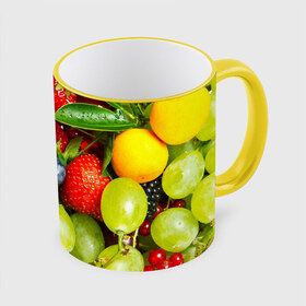 Кружка 3D с принтом Вкусные ягоды в Тюмени, керамика | ёмкость 330 мл | виноград | вкусно | голубика | дача | деревня | ежевика | клубника | малина | огород | полезно | рябина | сад | смородина | сок | фрукты | черника | ягоды