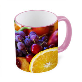 Кружка 3D с принтом Спелые фрукты в Тюмени, керамика | ёмкость 330 мл | Тематика изображения на принте: абрикос | алыча | апельсин | бодрость | веган | виноград | витамины | груша | диета | еда | здоровье | лайм | лимон | молодость | нектар | овощи | персик | питание | польза | сок | фрукты | яблоко | ягоды
