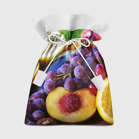 Подарочный 3D мешок с принтом Спелые фрукты в Тюмени, 100% полиэстер | Размер: 29*39 см | абрикос | алыча | апельсин | бодрость | веган | виноград | витамины | груша | диета | еда | здоровье | лайм | лимон | молодость | нектар | овощи | персик | питание | польза | сок | фрукты | яблоко | ягоды