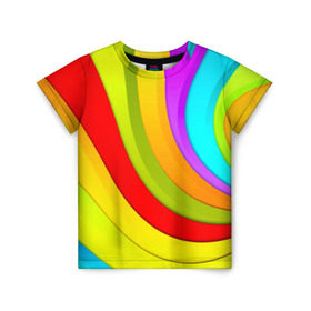 Детская футболка 3D с принтом Радуга в Тюмени, 100% гипоаллергенный полиэфир | прямой крой, круглый вырез горловины, длина до линии бедер, чуть спущенное плечо, ткань немного тянется | Тематика изображения на принте: цветные