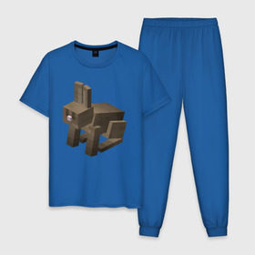 Мужская пижама хлопок с принтом Заяц в Тюмени, 100% хлопок | брюки и футболка прямого кроя, без карманов, на брюках мягкая резинка на поясе и по низу штанин
 | game | minecraft | игры | маинкрафт | майн | майнкравт | майнкрафт