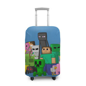 Чехол для чемодана 3D с принтом Майнкрафт в Тюмени, 86% полиэфир, 14% спандекс | двустороннее нанесение принта, прорези для ручек и колес | game | minecraft | игры | маинкрафт | майн | майнкравт | майнкрафт