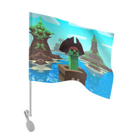 Флаг для автомобиля с принтом Creeper в Тюмени, 100% полиэстер | Размер: 30*21 см | game | minecraft | игры | маинкрафт | майн | майнкравт | майнкрафт