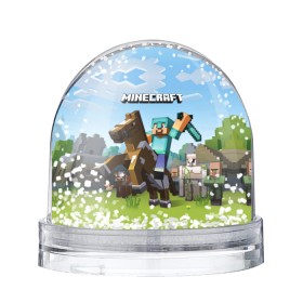 Снежный шар с принтом Minecraft на коне в Тюмени, Пластик | Изображение внутри шара печатается на глянцевой фотобумаге с двух сторон | Тематика изображения на принте: game | minecraft | игры | маинкрафт | майн | майнкравт | майнкрафт