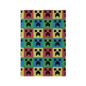 Обложка для паспорта матовая кожа с принтом Creeper в Тюмени, натуральная матовая кожа | размер 19,3 х 13,7 см; прозрачные пластиковые крепления | game | minecraft | игры | маинкрафт | майн | майнкравт | майнкрафт