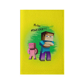 Обложка для паспорта матовая кожа с принтом Helloo Minecraft в Тюмени, натуральная матовая кожа | размер 19,3 х 13,7 см; прозрачные пластиковые крепления | game | minecraft | игры | маинкрафт | майн | майнкравт | майнкрафт