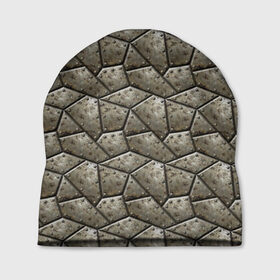 Шапка 3D с принтом Бронепластины в Тюмени, 100% полиэстер | универсальный размер, печать по всей поверхности изделия | броня | заклепки | защита | металл | текстура