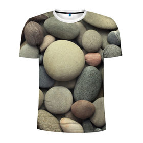 Мужская футболка 3D спортивная с принтом Морская галька в Тюмени, 100% полиэстер с улучшенными характеристиками | приталенный силуэт, круглая горловина, широкие плечи, сужается к линии бедра | водоём | галька | камешки | камни | море | океан | отдых | отпуск | песок | пляж