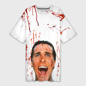 Платье-футболка 3D с принтом Американский психопат в Тюмени,  |  | кристиан бэйл | псих | психопат | ужасы