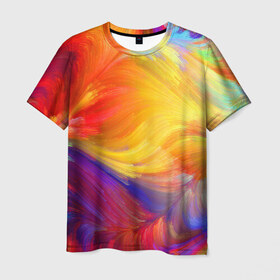 Мужская футболка 3D с принтом Красочная фантазия в Тюмени, 100% полиэфир | прямой крой, круглый вырез горловины, длина до линии бедер | галлюцинация | душевно | искусство | красиво | краски | красочно | мечта | мираж | палитра | переливы | радуга | свежо | сон | спектр | фантазия