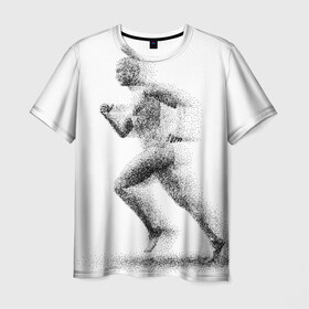 Мужская футболка 3D с принтом Бегун в Тюмени, 100% полиэфир | прямой крой, круглый вырез горловины, длина до линии бедер | Тематика изображения на принте: 