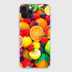 Чехол для iPhone 12 Pro Max с принтом Ягоды и фрукты в Тюмени, Силикон |  | Тематика изображения на принте: апельсин | ежевика | клубника | фрукты | ягода