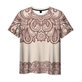 Мужская футболка 3D с принтом Цветочное обрамление в Тюмени, 100% полиэфир | прямой крой, круглый вырез горловины, длина до линии бедер | абстракция | арт | узоры | цветы