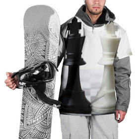 Накидка на куртку 3D с принтом Шахматы в Тюмени, 100% полиэстер |  | белая | черная | шахматы