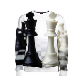 Детский свитшот 3D с принтом Шахматы в Тюмени, 100% полиэстер | свободная посадка, прямой крой, мягкая тканевая резинка на рукавах и понизу свитшота | Тематика изображения на принте: белая | черная | шахматы