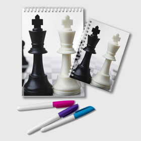 Блокнот с принтом Шахматы в Тюмени, 100% бумага | 48 листов, плотность листов — 60 г/м2, плотность картонной обложки — 250 г/м2. Листы скреплены удобной пружинной спиралью. Цвет линий — светло-серый
 | Тематика изображения на принте: белая | черная | шахматы