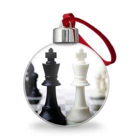 Ёлочный шар с принтом Шахматы в Тюмени, Пластик | Диаметр: 77 мм | белая | черная | шахматы