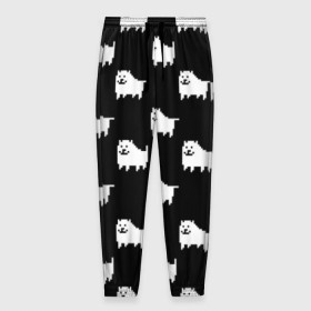Мужские брюки 3D с принтом Undertale Annoying dog в Тюмени, 100% полиэстер | манжеты по низу, эластичный пояс регулируется шнурком, по бокам два кармана без застежек, внутренняя часть кармана из мелкой сетки | 8 bit | annoying dog | black | dog | pixel art | undertale