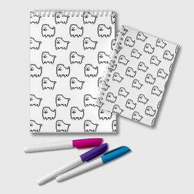 Блокнот с принтом Undertale Annoying dog white в Тюмени, 100% бумага | 48 листов, плотность листов — 60 г/м2, плотность картонной обложки — 250 г/м2. Листы скреплены удобной пружинной спиралью. Цвет линий — светло-серый
 | Тематика изображения на принте: 8 bit | annoying dog | dog | pixel art | undertale | white