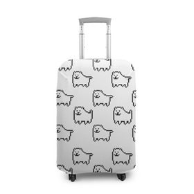 Чехол для чемодана 3D с принтом Undertale Annoying dog white в Тюмени, 86% полиэфир, 14% спандекс | двустороннее нанесение принта, прорези для ручек и колес | 8 bit | annoying dog | dog | pixel art | undertale | white