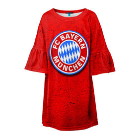 Детское платье 3D с принтом Бавария лого в Тюмени, 100% полиэстер | прямой силуэт, чуть расширенный к низу. Круглая горловина, на рукавах — воланы | bayern | munchen | бавария | мюнхен | фк | фк бавария | футбол